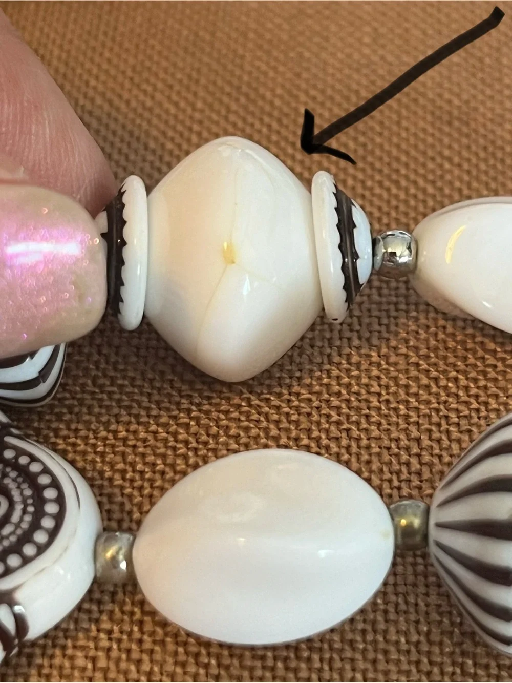 Vintage Acrylic and Porcelain Bead Necklace